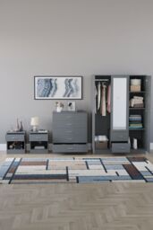 Home Discount Vida Designs 4Pc Bedroom Set 2xBedside, 5Drawer Chest, Mirror Wardrobe in Grey - thumbnail 3