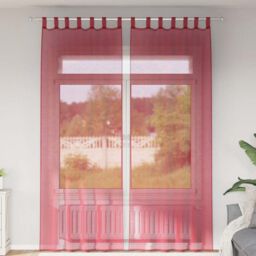 Berkfield Home Voile Curtains with Loops 2 pcs Wine Red 140x260 cm - thumbnail 1