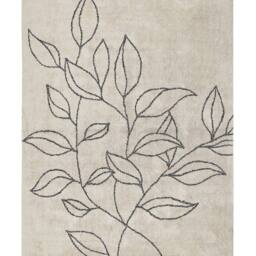 Wyld and Coco 160 x 230 cm Cotton Tufted Area Rug Beige Black Floral Motif Fringed - Size: 160 cm x 230 cm - thumbnail 2