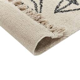 Wyld and Coco 160 x 230 cm Cotton Tufted Area Rug Beige Black Floral Motif Fringed - Size: 160 cm x 230 cm - thumbnail 4