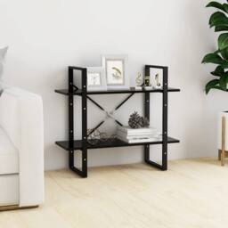 Berkfield Home 2-Tier Book Cabinet Black 80x30x70 cm Engineered Wood - Size: 80 x 30 x 70 cm - thumbnail 2