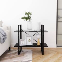 Berkfield Home 2-Tier Book Cabinet Black 80x30x70 cm Engineered Wood - Size: 80 x 30 x 70 cm - thumbnail 6