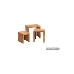 Indian Hub Toko Light Mango Nest of 3 Tables - Solid Mango Wood - L30xW46xH46 cm in Brown - thumbnail 4