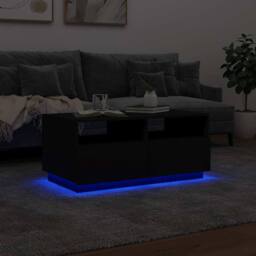 Berkfield Home Coffee Table with LED Lights Black 90x49x40 cm - Size: 90 x 49 x 40 cm - thumbnail 5