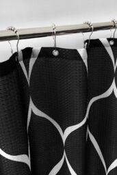 Neel Blue Lattice Design Bathroom Shower Curtain with Hooks, Anti-Mould Mildew Resistant in Black - Size: 180 cm width x 200 cm drop - thumbnail 4