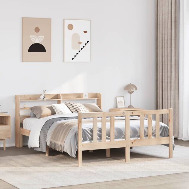 Berkfield Home Bed Frame with Headboard without Mattress 135x190 cm Double in Brown - image 1