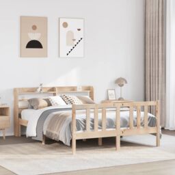 Berkfield Home Bed Frame with Headboard without Mattress 135x190 cm Double in Brown - thumbnail 1