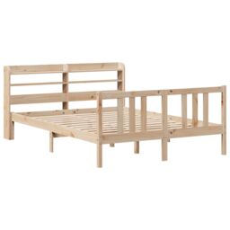 Berkfield Home Bed Frame with Headboard without Mattress 135x190 cm Double in Brown - thumbnail 3