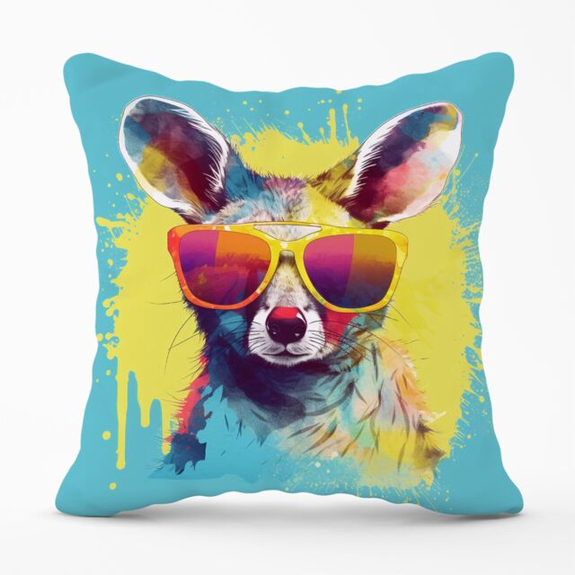 Warren Reed - Designer Splashart Wallaby In Glasses Cushions - Size: 60 cm x 60 cm - image 1