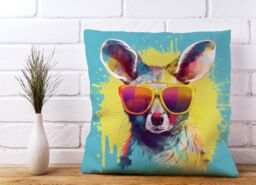 Warren Reed - Designer Splashart Wallaby In Glasses Cushions - Size: 60 cm x 60 cm - thumbnail 2