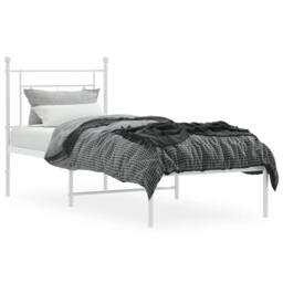 Berkfield Home Metal Bed Frame without Mattress with Headboard White 80x200cm - Size: 80x200 cm - thumbnail 3