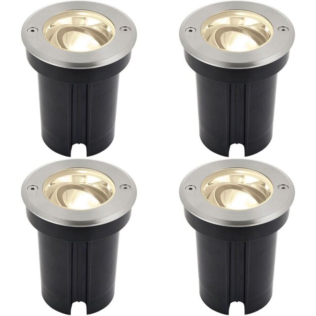 Loops 4 PACK Stainless Steel IP67 Ground Light - 6W Warm White LED - Tilting Head in Metallics - image 1