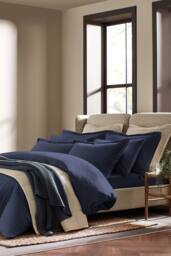 CHRISTY Flannel Marl Super Soft Brushed Cotton Duvet Sets in Navy - Size: Single - thumbnail 1