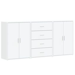Berkfield Home Sideboards 3 pcs White 60x31x84 cm Engineered Wood - Size: 60 x 31 x 84 cm - thumbnail 2