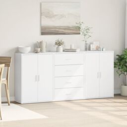 Berkfield Home Sideboards 3 pcs White 60x31x84 cm Engineered Wood - Size: 60 x 31 x 84 cm - thumbnail 3