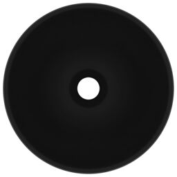 Berkfield Home Luxury Bathroom Basin Round Matt Black 32.5x14 cm Ceramic - thumbnail 3