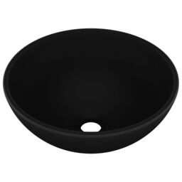 Berkfield Home Luxury Bathroom Basin Round Matt Black 32.5x14 cm Ceramic - thumbnail 2