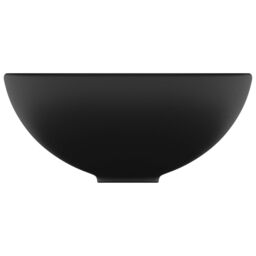 Berkfield Home Luxury Bathroom Basin Round Matt Black 32.5x14 cm Ceramic - thumbnail 4