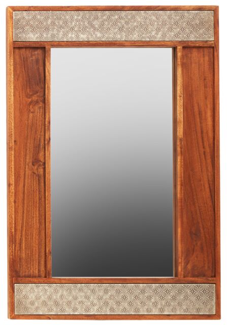 Orsina Boho Acacia Wood Wall Mirror in Natural - image 1