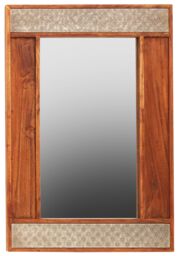 Orsina Boho Acacia Wood Wall Mirror in Natural