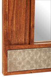 Orsina Boho Acacia Wood Wall Mirror in Natural - thumbnail 5