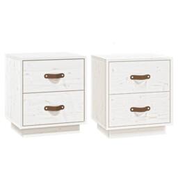 Berkfield Home Bedside Cabinets 2 pcs White 40x34x45 cm Solid Wood Pine - Size: 40 x 34 x 45 cm - thumbnail 1