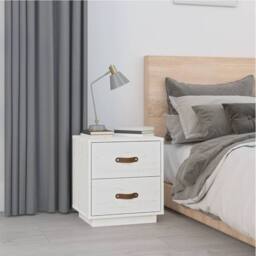 Berkfield Home Bedside Cabinets 2 pcs White 40x34x45 cm Solid Wood Pine - Size: 40 x 34 x 45 cm - thumbnail 3
