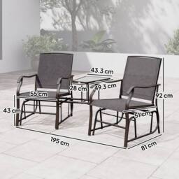 NESTLUNE Double Glider Companion Rocking Garden Chairs in Brown - Size: 100 cm x 15 cm - thumbnail 2