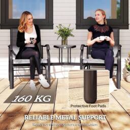 NESTLUNE Double Glider Companion Rocking Garden Chairs in Brown - Size: 100 cm x 15 cm - thumbnail 4