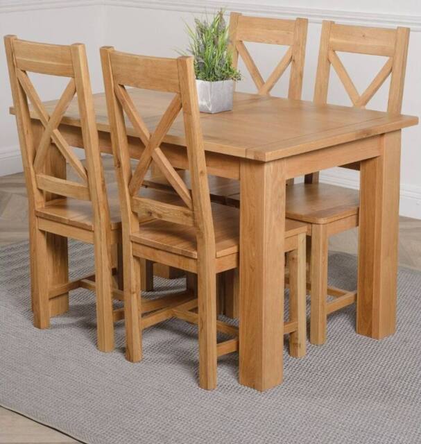 Thats Furniture Hampton 120-160cm Oak Extending Dining Table & 4 Berkeley Chairs in Brown - image 1