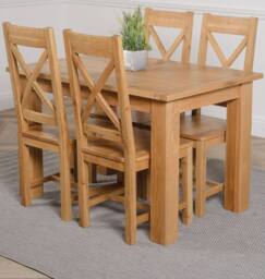Thats Furniture Hampton 120-160cm Oak Extending Dining Table & 4 Berkeley Chairs in Brown - thumbnail 1