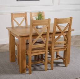 Thats Furniture Hampton 120-160cm Oak Extending Dining Table & 4 Berkeley Chairs in Brown - thumbnail 3