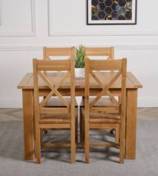 Thats Furniture Hampton 120-160cm Oak Extending Dining Table & 4 Berkeley Chairs in Brown - thumbnail 2