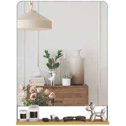 HOMCOM Decorative Mirror with Wood Shelf, Industrial Wall Mirror, Black - Size: 60 cm x 80 cm
