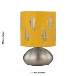 First Choice Lighting Set of 2 Jenson - Brushed Chrome Touch Table Lamps Ochre Fern Shade in Silver - thumbnail 7