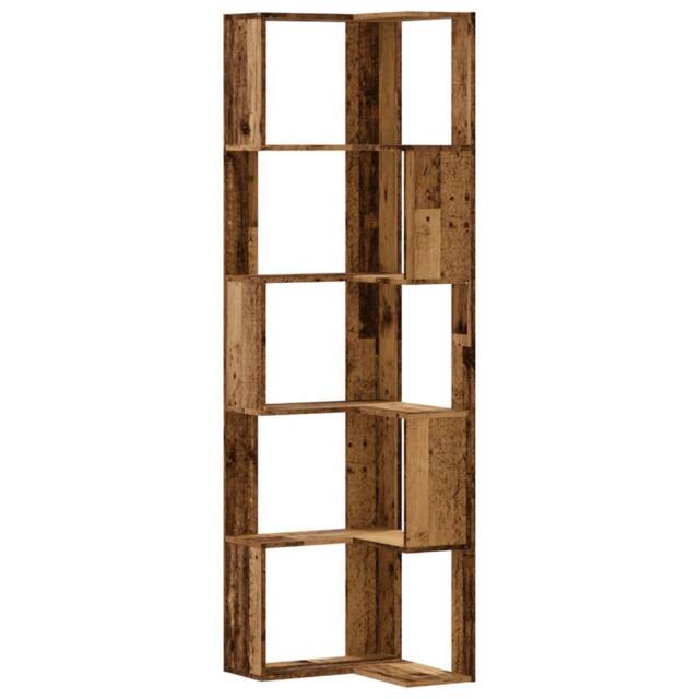 Berkfield Home Corner Bookcase 5-Tier Old Wood 50x50x179 cm Engineered Wood in Brown - Size: 50 x 50 x 179 cm - image 1