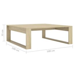 Berkfield Home Coffee Table Sonoma Oak 100x100x35 cm Engineered Wood in Brown - Size: 100 x 100 x 35 cm - thumbnail 7