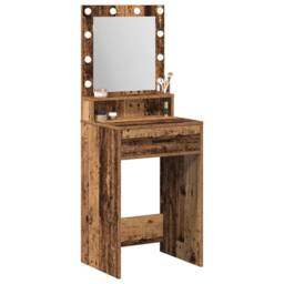 Berkfield Home Dressing Table with LED Lights - Old Wood, 50x41x135 cm in Brown - Size: 50 x 41 x 135 cm - thumbnail 3