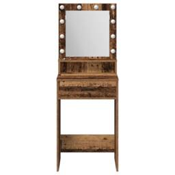 Berkfield Home Dressing Table with LED Lights - Old Wood, 50x41x135 cm in Brown - Size: 50 x 41 x 135 cm - thumbnail 5