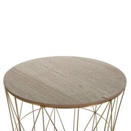 Wyld and Coco Geometric Glam Side Table - Gold Frame with Removable Light-Wood Top - thumbnail 6