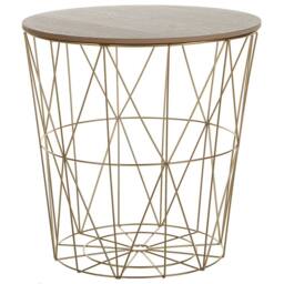 Wyld and Coco Geometric Glam Side Table - Gold Frame with Removable Light-Wood Top - thumbnail 2
