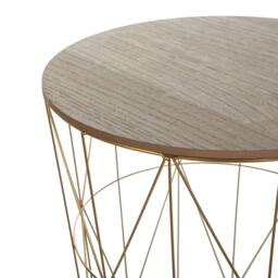 Wyld and Coco Geometric Glam Side Table - Gold Frame with Removable Light-Wood Top - thumbnail 5