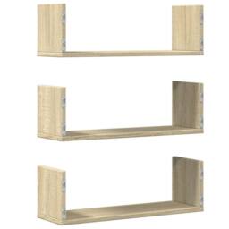Berkfield Home Durable Wall Shelves 3 pcs Sonoma Oak 58x18x18 cm Engineered Wood in Light Oak - Size: 58 x 18 x 18 cm - thumbnail 6