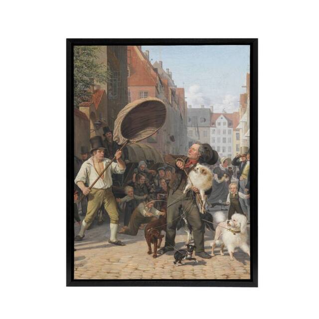 "Artery8 Wilhelm Marstrand Street Scene in the Dog Days Framed Canvas Art Print - Size: W12"" x H16""" - image 1