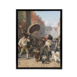 "Artery8 Wilhelm Marstrand Street Scene in the Dog Days Framed Canvas Art Print - Size: W12"" x H16""" - thumbnail 1