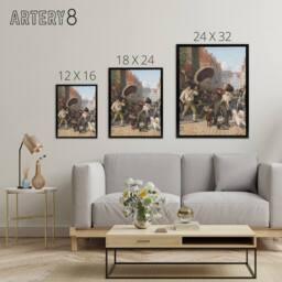 "Artery8 Wilhelm Marstrand Street Scene in the Dog Days Framed Canvas Art Print - Size: W12"" x H16""" - thumbnail 4