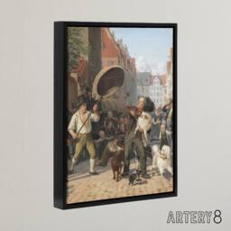 "Artery8 Wilhelm Marstrand Street Scene in the Dog Days Framed Canvas Art Print - Size: W12"" x H16""" - thumbnail 2