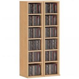 HOMCOM Set of 2 CD Storage Units with Adjustable Shelves in Natural - thumbnail 2