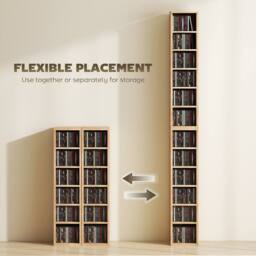 HOMCOM Set of 2 CD Storage Units with Adjustable Shelves in Natural - thumbnail 6