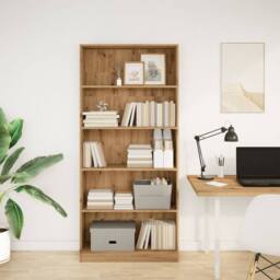 Berkfield Home Bookcase Artisian Oak 80x24x176 cm Engineered Wood in Brown - Size: 80 x 24 x 176 cm - thumbnail 3